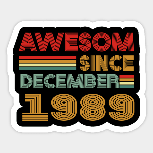 34th birthday awesom since december 1989 Sticker by MetalHoneyDesigns